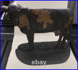 Antique Doorstop Cast Iron Dairy Cow Original Paint 7 1/2 Antique Doorstop Cast Iron Dairy Cow Original Paint 7 1/2