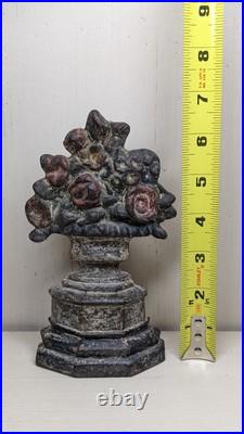Antique Doorstop, Cast Iron Floral Basket HOOPS FIREPLACES CHICAGO