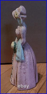 Antique Doorstop Cast Iron Victorian Colonial Woman Lady Pink 6.5 5.5 lbs