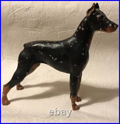 Antique Doorstop HUBLEY DOBERMAN PINSCHER Dog Figure Cast Iron Rare