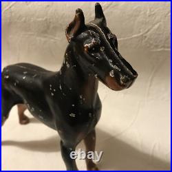 Antique Doorstop HUBLEY DOBERMAN PINSCHER Dog Figure Cast Iron Rare