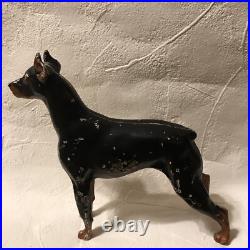 Antique Doorstop HUBLEY DOBERMAN PINSCHER Dog Figure Cast Iron Rare