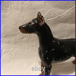Antique Doorstop HUBLEY DOBERMAN PINSCHER Dog Figure Cast Iron Rare