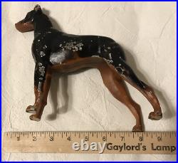 Antique Doorstop HUBLEY DOBERMAN PINSCHER Dog Figure Cast Iron Rare