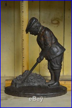 Antique Early One Hubley Golfer Cast Iron Doorstop #34