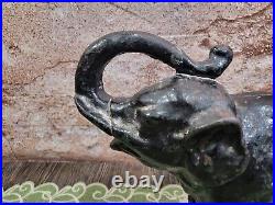 Antique Elephant Cast Iron Doorstop 2 Piece Full Body Inset Nut Bolt