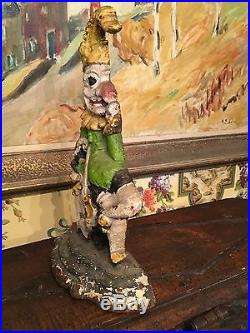 Antique English Punch Cast Iron Door Stop circa 1885 Hand Painted