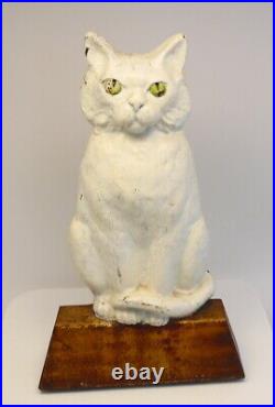 Antique Extra Large Cast Iron Hubley White Cat Doorstop 12LBS Free Ship