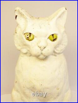 Antique Extra Large Cast Iron Hubley White Cat Doorstop 12LBS Free Ship