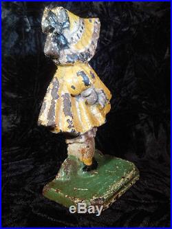 Antique Figural Art Deco Statue Sunbonnet Sue Susie-Q Doorstop Cast Iron Hubley
