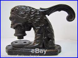 Antique Figural Cast Iron Lions Head ToC embosser paperweight doorstop shelf art