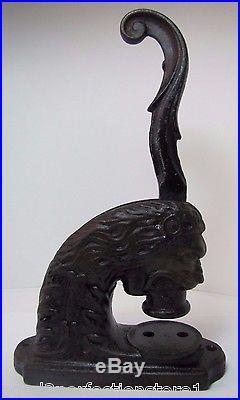 Antique Figural Cast Iron Lions Head ToC embosser paperweight doorstop shelf art