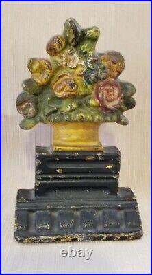 Antique Flower Urn Cast Iron Doorstop, Albany Foundry, 6.5