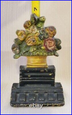 Antique Flower Urn Cast Iron Doorstop, Albany Foundry, 6.5