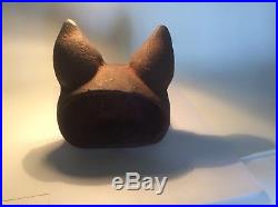 Antique Fox Cast Iron Door Stop As Found rust colored red ting 1850s