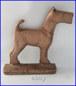 Antique Fox Terrier Dog Doorstop Large Figural Cast Iron Decorative Art Statue