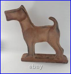 Antique Fox Terrier Dog Doorstop Large Figural Cast Iron Decorative Art Statue