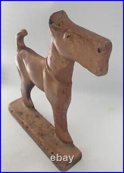 Antique Fox Terrier Dog Doorstop Large Figural Cast Iron Decorative Art Statue