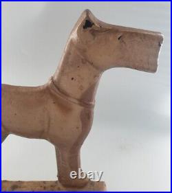 Antique Fox Terrier Dog Doorstop Large Figural Cast Iron Decorative Art Statue