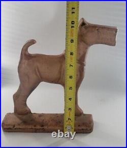 Antique Fox Terrier Dog Doorstop Large Figural Cast Iron Decorative Art Statue