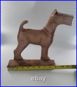 Antique Fox Terrier Dog Doorstop Large Figural Cast Iron Decorative Art Statue