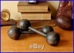 Antique French Number 2 Kg Cast Iron Dumbbell Weights. C1880. Unusual Doorstops
