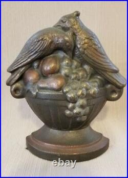 Antique Fruits And Birds Cast Iron Doorstop, Conn. Foundry 1929