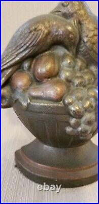 Antique Fruits And Birds Cast Iron Doorstop, Conn. Foundry 1929