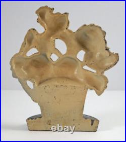 Antique Garden Poppies In Clay Pot Flowers Cast Iron Hubley Doorstop Americana