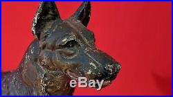 Antique German Shepherd Dog Cast Iron Door Statue Weight Doorstop Rare