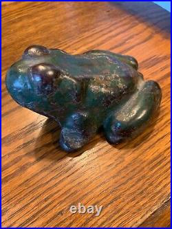 Antique Green Cast Iron Frog Door Stop/ Paperweight With Free Shipping