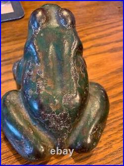 Antique Green Cast Iron Frog Door Stop/ Paperweight With Free Shipping