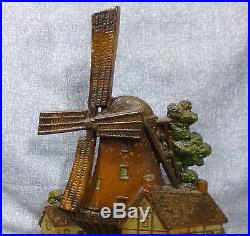 Antique Greenblatt Studios #6 Windmill with Cottages Cast Iron Door Stop