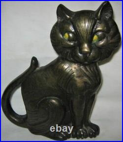 Antique Greenblatt Studios Boston USA Cast Iron Black Cat Art Statue Doorstop