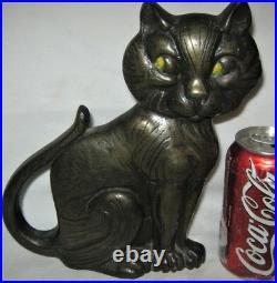 Antique Greenblatt Studios Boston USA Cast Iron Black Cat Art Statue Doorstop