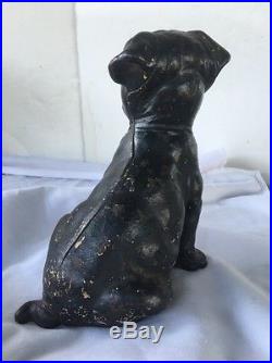 Antique Gutter Pup #346 Hubley USA Cast Iron Dog Doorstop Statue 8.5 Marked