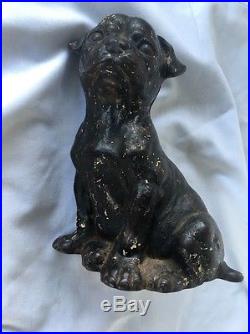 Antique Gutter Pup #346 Hubley USA Cast Iron Dog Doorstop Statue 8.5 Marked