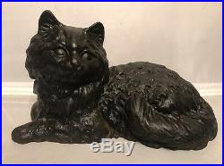 Antique HUBLEY 335 Fireplace Hearth Stove Cast Iron Doorstop Cat Statue