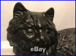 Antique HUBLEY 335 Fireplace Hearth Stove Cast Iron Doorstop Cat Statue