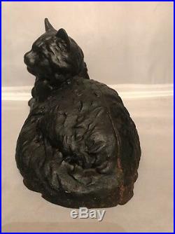 Antique HUBLEY 335 Fireplace Hearth Stove Cast Iron Doorstop Cat Statue