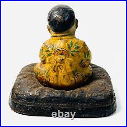 Antique HUBLEY Asian Japanese Boy on Pillow Doorstop