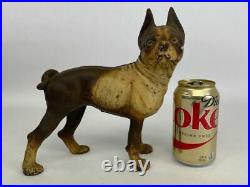 Antique HUBLEY Boston Terrier Bulldog Dog Cast Iron Door Stop with Original Paint