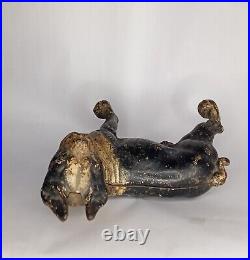 Antique HUBLEY CAST IRON Boston Terrier Bulldog Doorstop Original Painted Finish