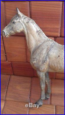 Antique HUBLEY CAST IRON HORSE DOOR STOP FIGURE 10 1/2 TALL NICE PATINA