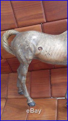 Antique HUBLEY CAST IRON HORSE DOOR STOP FIGURE 10 1/2 TALL NICE PATINA
