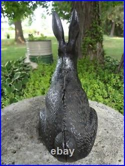 Antique HUBLEY CAST IRON RABBIT DOORSTOP GARDEN FIGURINE STATUE YARD DECOR BUNNY