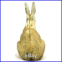 Antique HUBLEY CAST IRON RABBIT DOORSTOP Genuine LIFE-SIZE Old White Paint REAL