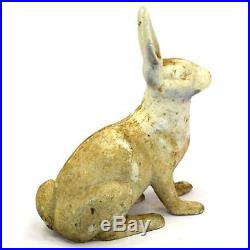 Antique HUBLEY CAST IRON RABBIT DOORSTOP Genuine Real LIFE-SIZE Old White Paint
