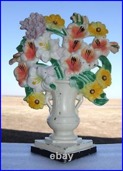 Antique HUBLEY Cast Iron Flowers in Vase 10 Door Stop Gladiolas #489 Antique HUBLEY Cast Iron Flowers in Vase 10 Door Stop Gladiolas #489