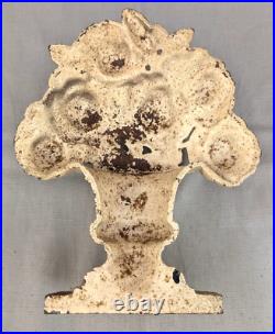 Antique HUBLEY Cast Iron Flowers in Vase Door Stop Roses Dark & Light Pink (S)